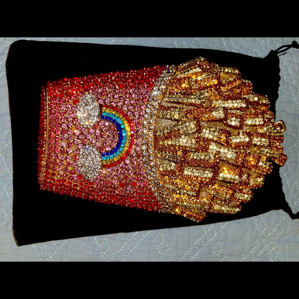 French fry rhinestone clutch